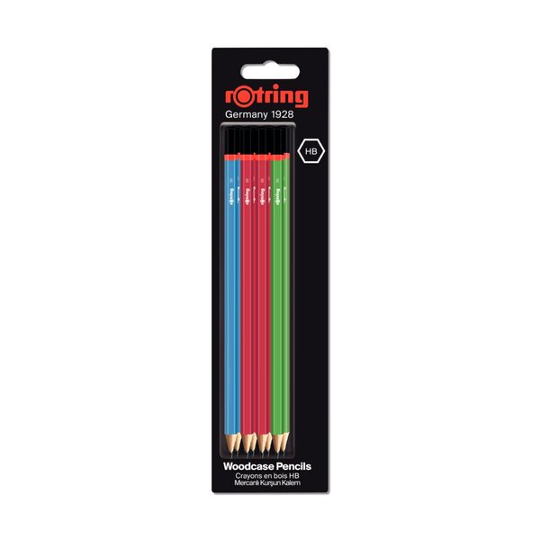 ROTRING Bleistift CORE PRO HB (2x blau,4x rot,2x grün) 8er Blister