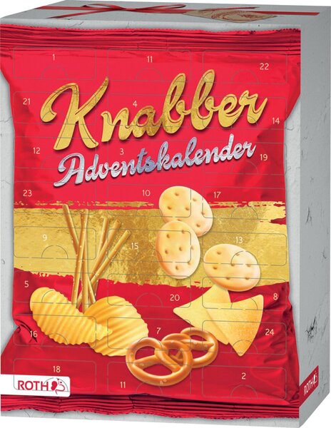 Knabber Gefache - Adventskalender 24 Knabberartikel, 39x29x11cm Knabber Gefache - Adventskalender 24 Knabberartikel, 39x29x11cm