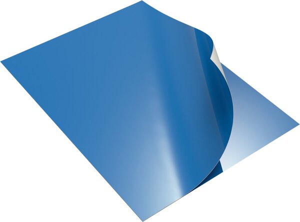 Rückwand A4 chromo blau glänzend 250g