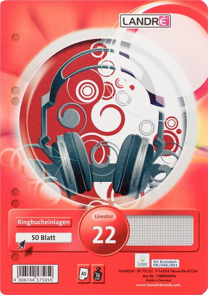 Ringbucheinlagen A5 kariert 70g chlorfrei 50 Blatt