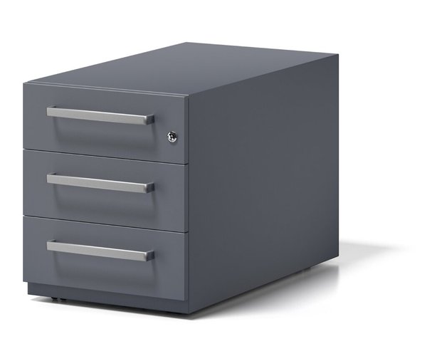 Rollcontainer Note mitGriff anthrazit, 3 Universalschubladen