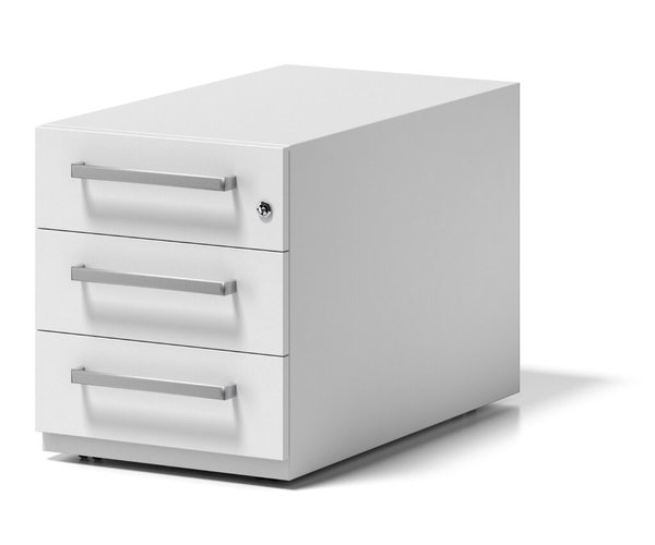 Rollcontainer Note mitGriff verkehrsweiß, 3 Universalschubladen