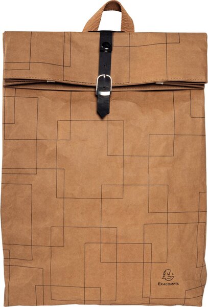 Rucksack Eterneco, braun geometrische Motive, aus Papier, in Lederoptik, für