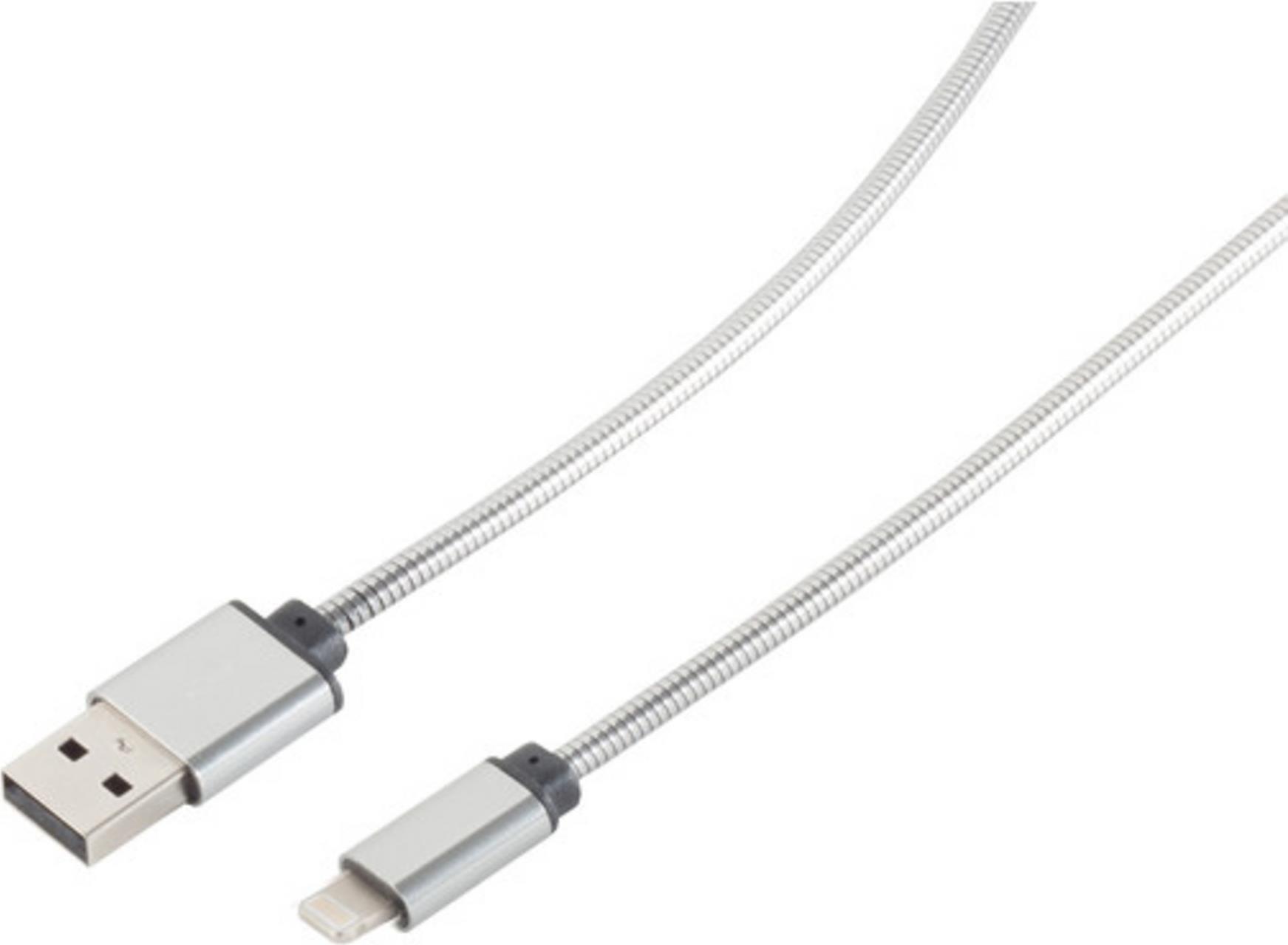 S-CONN 14-13001 1m USB A Lightning Silber Handykabel (14-13001)