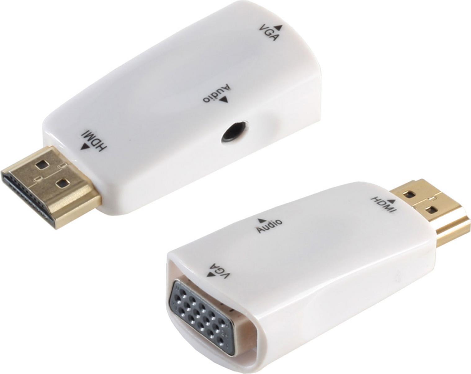 S-CONN HDMI Adapter Stecker auf VGA Buchse + 3,5mm Klinkenbuchse