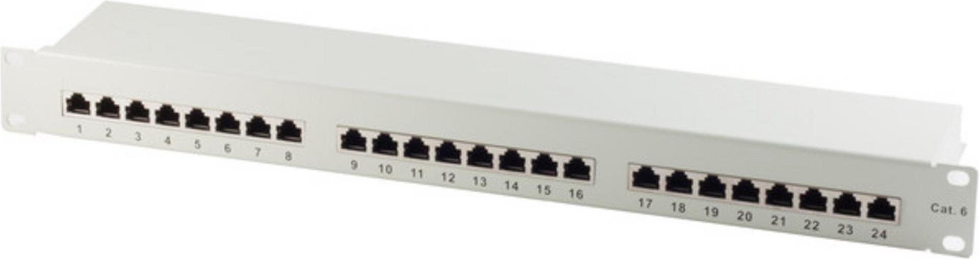 S-CONN Patchpanel Cat.6 Rackeinbau 48,3 cm (19") 24-Port lichtgrau (75074)