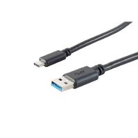 S-CONN USB Kabel USB A-ST auf USB 3.1 Typ C-ST schwarz 3,0m (13-31045)