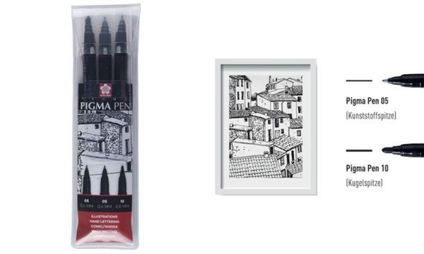 SAKURA Faserschreiber PIGMA PEN, 3e r Etui, schwarz (8012116) SAKURA Faserschreiber PIGMA PEN, 3e r Etui, schwarz (8012116)