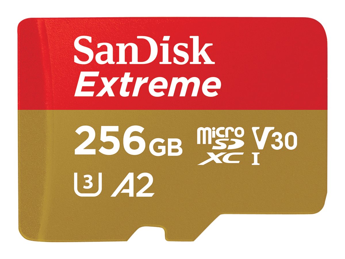 SANDISK Extreme 256GB microSDXC Speicherkarte Kit (2022) bis 190 MB/s,C10,U3,V30
