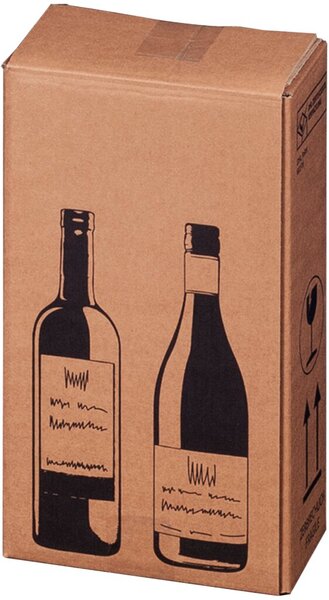 Versandkarton baun für Flaschen, PTZ geprüft, für 2 Flasche
