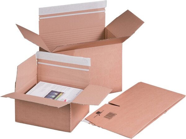 Fixkarton braun, m.Automatikboden, haftklebend, Aufreißfaden,