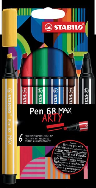 STABILO Fasermaler Pen 68 MAX, 6er Etui ARTY