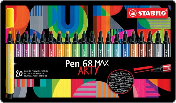 STABILO Fasermaler Pen 68 MAX, 20er Metalletui ARTY