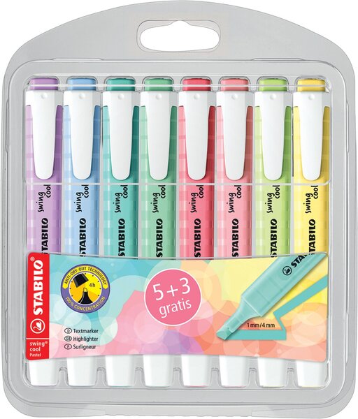Textmarker swing cool Pastel 5+3 Etui 