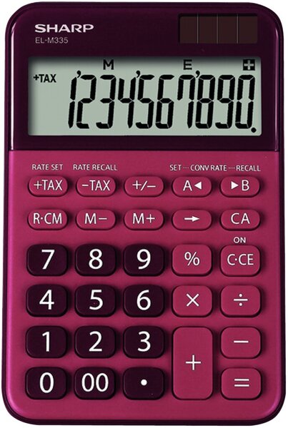 Tischrechner SH-ELM335BRD, rot 10-stelliges Display, 3-Tasten