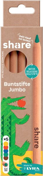 Buntstift Jumbo 5er-Set, share 5er-Set, 1x rot, 1x blau, 1x grün