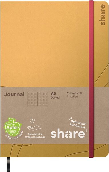 Notizbuch A5 punktkariert gelb, share 