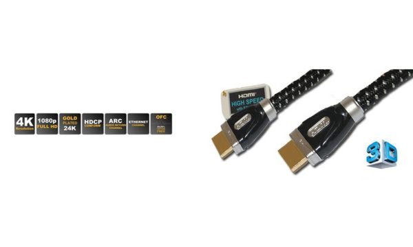 SHIVERPEAKS HDMI 3.5 m 3.5m Schwarz Silber HDMI-Kabel A-Stecker / Woll-Mantel (