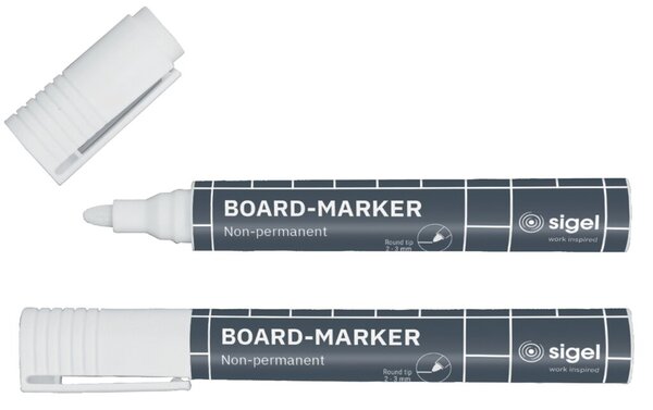 Glasboardmarker weiß, abwischbar, Rundspitze 2-3 mm