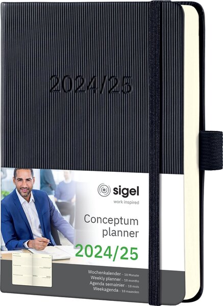 sigel Buchkalender Conceptum 2024/2025, ca. DIN A6, schwarz