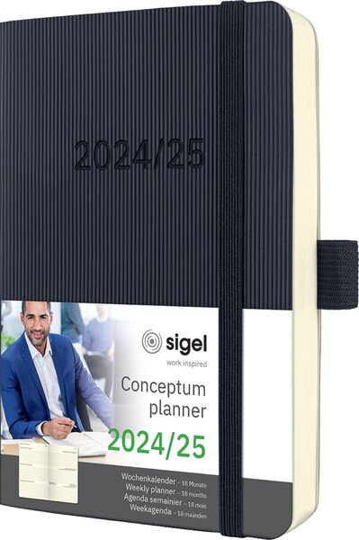 Wochenkalender Conceptum 2025 A6 2 Woche/2 Seiten, 18 Monate, schwarz