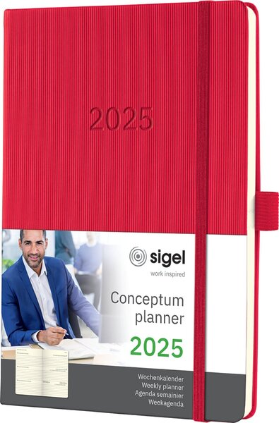 Wochenkalender Conceptum 2025 A5 red, 1 Woche/2 Seiten, 192 Seiten
