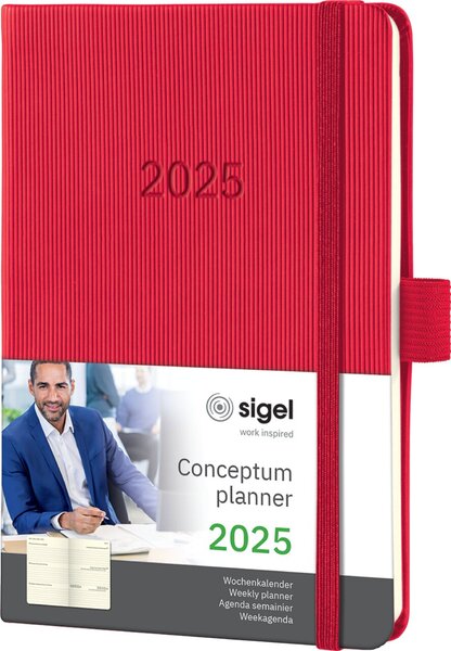 Wochenkalender Conceptum 2025 A6 red, 1 Woche/2 Seiten, 176 Seiten