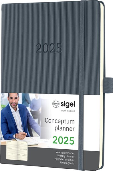 Wochenkalender Conceptum 2025 A5 dark grey,1 Woche/2 Seiten,192Seiten