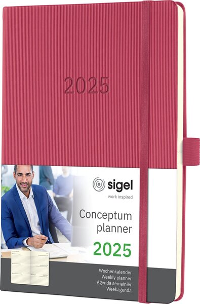 sigel Buchkalender Conceptum 2025, ca. DIN A5, marsala