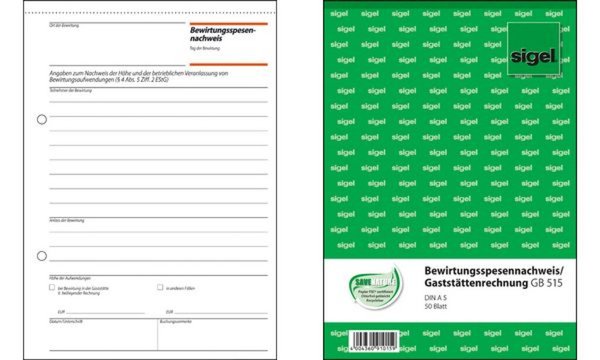 SIGEL Bewirtungskostenbeleg A5