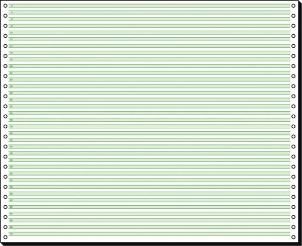 SIGEL Computer Paper - Perforiertes Papier, einfach - grüne Linien - 304,8 x 37