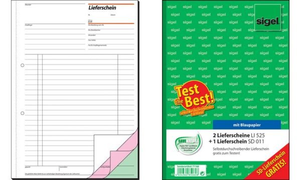 SIGEL Formularbuch "Lieferschein mit Empfangsschein", A4, SD - für den Markt: D