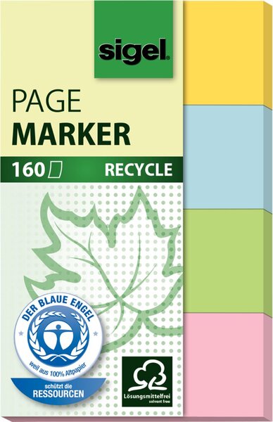 SIGEL Haftmarker "Recycle", 20 x 50 mm, 160 Blatt (HN604) SIGEL Haftmarker "Recycle", 20 x 50 mm, 160 Blatt (HN604)