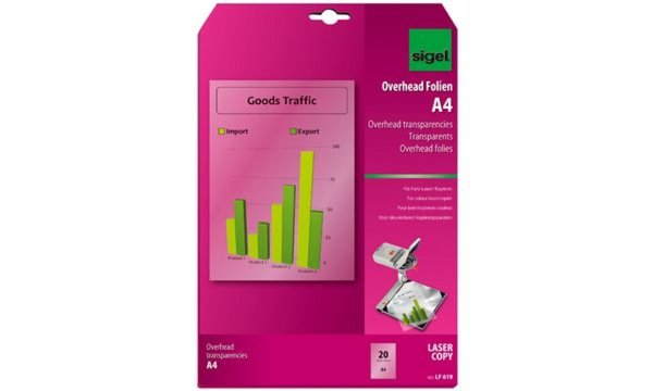SIGEL Laser Overhead-Folie Sigel Farblaser Overhead Folien A4 LF619 DIN A4 Tran