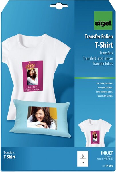 SIGEL T-Shirt Inkjet-Transfer-Folien, für helle Textilien (IP650)