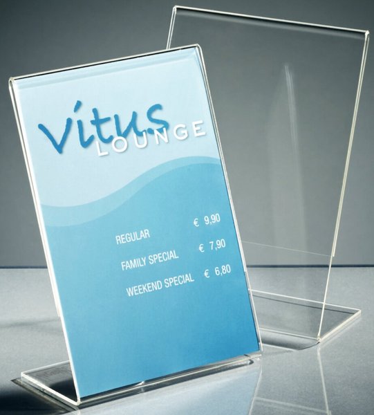SIGEL Tischaufsteller, Acryl, DIN A6, schräg, glasklar einseitige Präsentation,