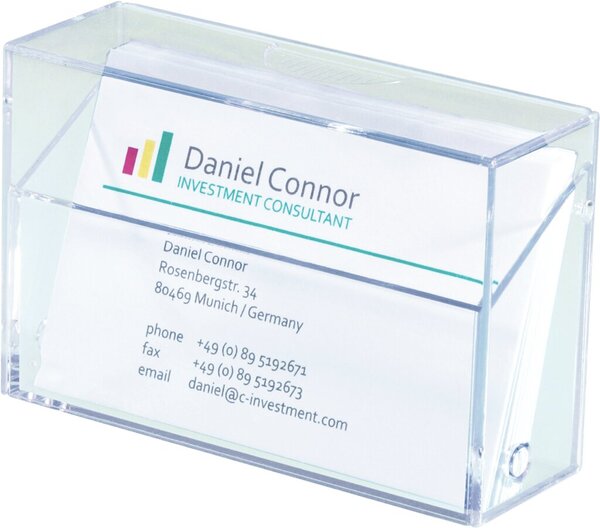 SIGEL Visitenkarten-Box, Hartplastik, glasklar, mit Deckel für bis zu 100 Karte