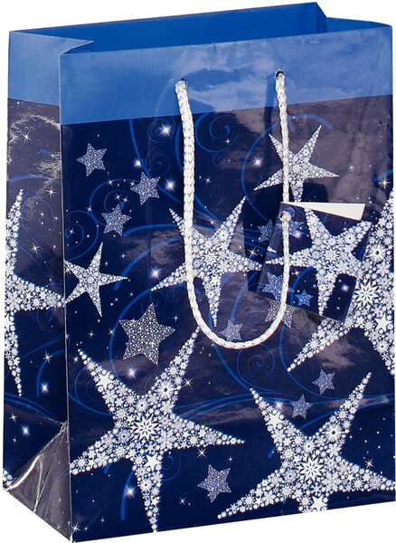SIGEL Weihnachts-Geschenktüte "Shining Stars" Geschenktasche mit Glanzlackierun