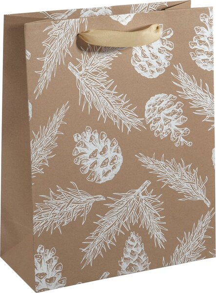 sigel Weihnachts-Geschenktüte "Pine cones and pine branches"