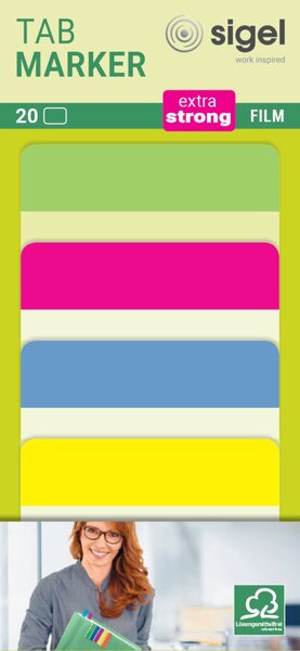 Haftmarker Film, extra strong, 50x38mm, 4 Farben