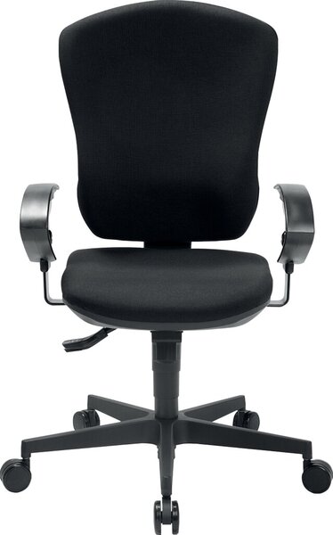 Bürodrehstuhl Flash Polster schwarz mit Ring-Armlehnen, höhenverstellbar