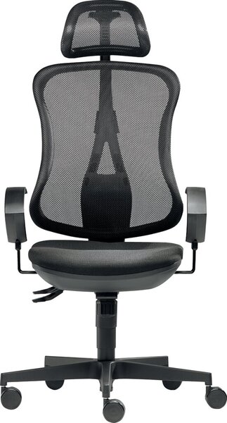 Bürodrehstuhl Flash Net schwarz mit Ring-Armlehnen, höhenverstellbar