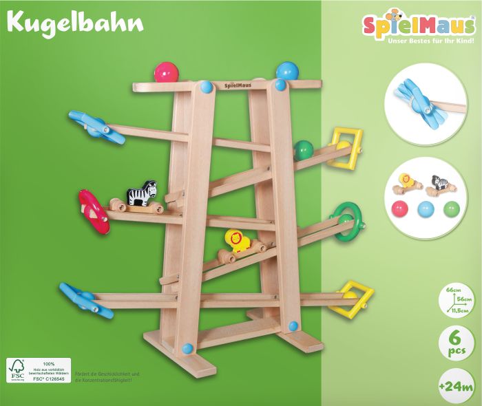 SMH Holz Kugelbahn mit Rollelementen, Nr: 41509571 SMH Holz Kugelbahn mit Rollelementen, Nr: 41509571