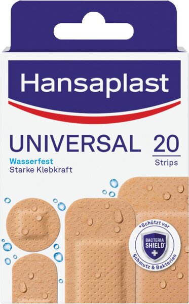 Hansaplast Universal Strips, 20 Stück in 4 Größen.