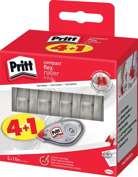 Pritt Korrekturroller Compact Flex, 4,2 mm x 10 m, 4+1 Promo