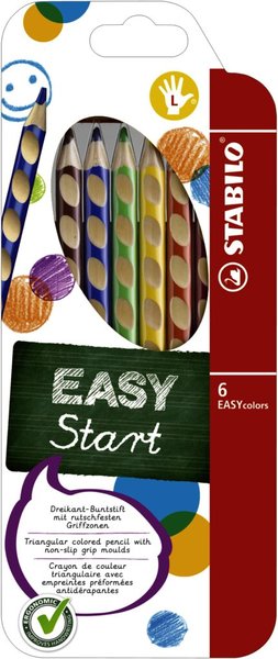STABILO Buntstifte EASYcolors, für Linkshänder, 6er Etui aus Karton / Kunststof