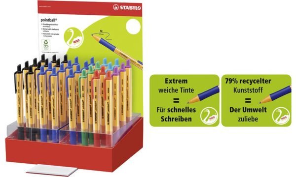 STABILO Druckkugelschreiber pointball, 32er Karton-Display