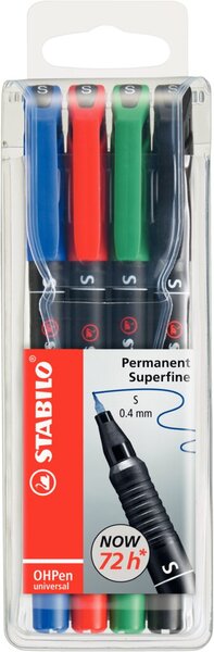STABILO Folienstift OHPen universal, permanent, 4er Etui Strichstärke: 0,4 mm, 