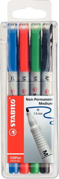 STABILO Folienstift OHPen universal, wasserlöslich, 4er Etui Strichstärke: 1,0 