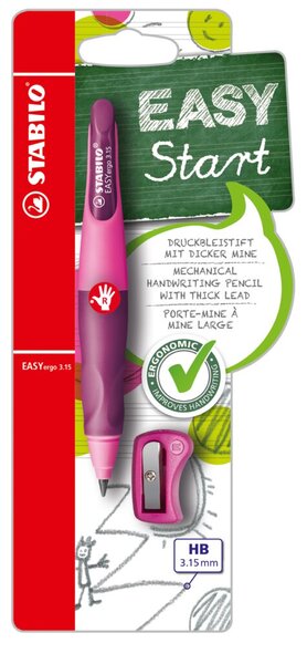 STABILO Schreiblernbleistift EASYergo 3.15, pink für Rechtshänder, Schaft: pink